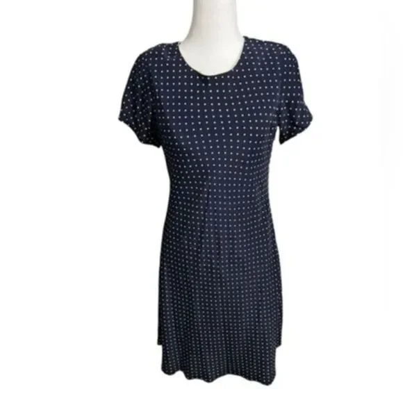 90s Vision Apparel Silk Dot
Dress 6 medium blue and cream midi - Picture 1 of 12